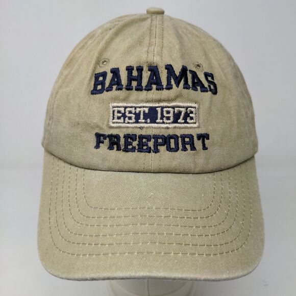 Luxe Apparel Men's Slideback Tan Adjustable Embroidered Bahamas Freeport - Picture 2 of 7